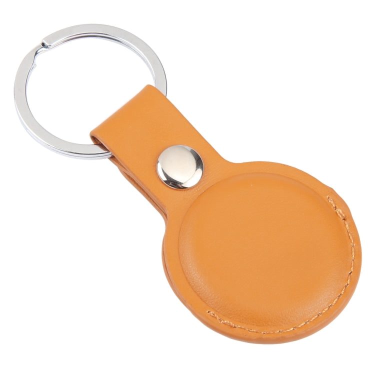 For AirTag Shockproof Anti-scratch Leather Protective Case Cover with Hang Loop Key Chain(Yellow) - Key Chain Series by buy2fix | Online Shopping UK | buy2fix