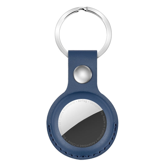 For AirTag Shockproof Anti-scratch Leather Protective Case Cover with Hang Loop Key Chain(Blue) - Key Chain Series by buy2fix | Online Shopping UK | buy2fix