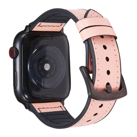 Crazy Horse Texture Leather Watch Band For Apple Watch Series 7 45mm / 6 & SE & 5 & 4 44mm / 3 & 2 & 1 42mm(Pink) by buy2fix