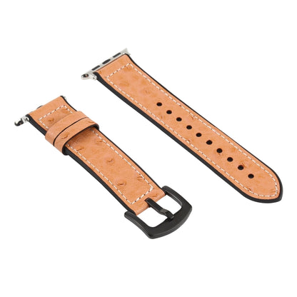 Ostrich Texture Leather Watch Band For Apple Watch Series 9&8&7 41mm / SE 3&SE 2&6&SE&5&4 40mm / 3&2&1 38mm(Navy Blue) by buy2fix