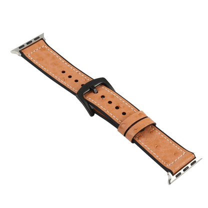 Ostrich Texture Leather Watch Band For Apple Watch Series 9&8&7 41mm / SE 3&SE 2&6&SE&5&4 40mm / 3&2&1 38mm(Navy Blue) by buy2fix