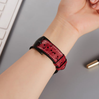 Ostrich Texture Leather Watch Band For Apple Watch Series 9&8&7 41mm / SE 3&SE 2&6&SE&5&4 40mm / 3&2&1 38mm(Navy Blue) by buy2fix