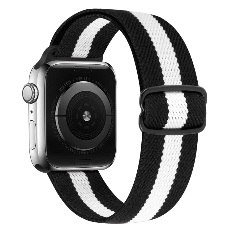8-shaped Buckle Nylon Watch Band For Apple Watch Ultra 49mm&Watch Ultra 2 49mm / Series 9&8&7 45mm / SE 3&SE 2&6&SE&5&4 44mm / 3&2&1 42mm(Black White Stripes) by buy2fix