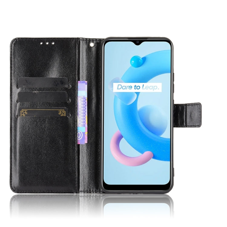 For OPPO Realme C11 2021 / Realme C20 / Realme C20A Crazy Horse Texture Horizontal Flip Leather Case with Holder & Card Slots & Lanyard(Black) - Realme Cases by buy2fix | Online Shopping UK | buy2fix