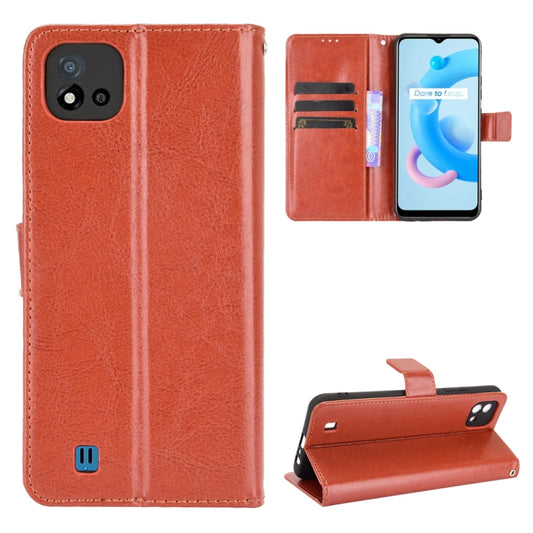 For OPPO Realme C11 2021 / Realme C20 / Realme C20A Crazy Horse Texture Horizontal Flip Leather Case with Holder & Card Slots & Lanyard(Brown) - Realme Cases by buy2fix | Online Shopping UK | buy2fix