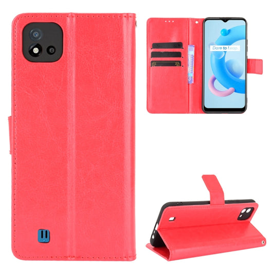 For OPPO Realme C11 2021 / Realme C20 / Realme C20A Crazy Horse Texture Horizontal Flip Leather Case with Holder & Card Slots & Lanyard(Red) - Realme Cases by buy2fix | Online Shopping UK | buy2fix