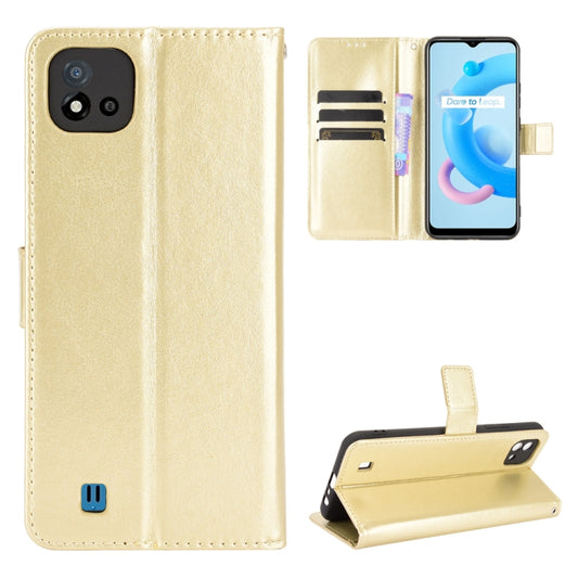 For OPPO Realme C11 2021 / Realme C20 / Realme C20A Crazy Horse Texture Horizontal Flip Leather Case with Holder & Card Slots & Lanyard(Gold) - Realme Cases by buy2fix | Online Shopping UK | buy2fix