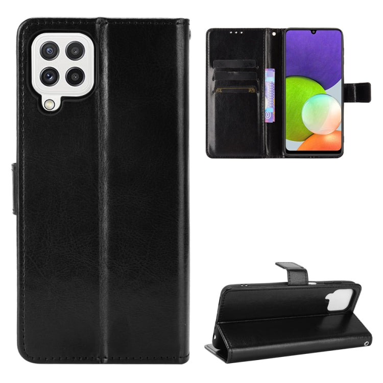 For Samsung Galaxy A22 4G Crazy Horse Texture Horizontal Flip Leather Case with Holder & Card Slots & Lanyard(Black) by buy2fix
