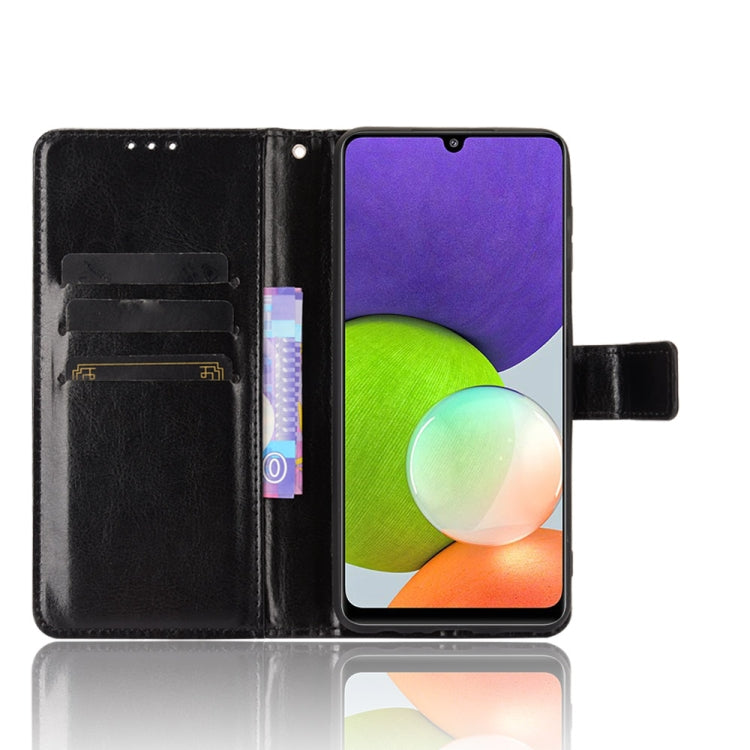 For Samsung Galaxy A22 4G Crazy Horse Texture Horizontal Flip Leather Case with Holder & Card Slots & Lanyard(Black) by buy2fix