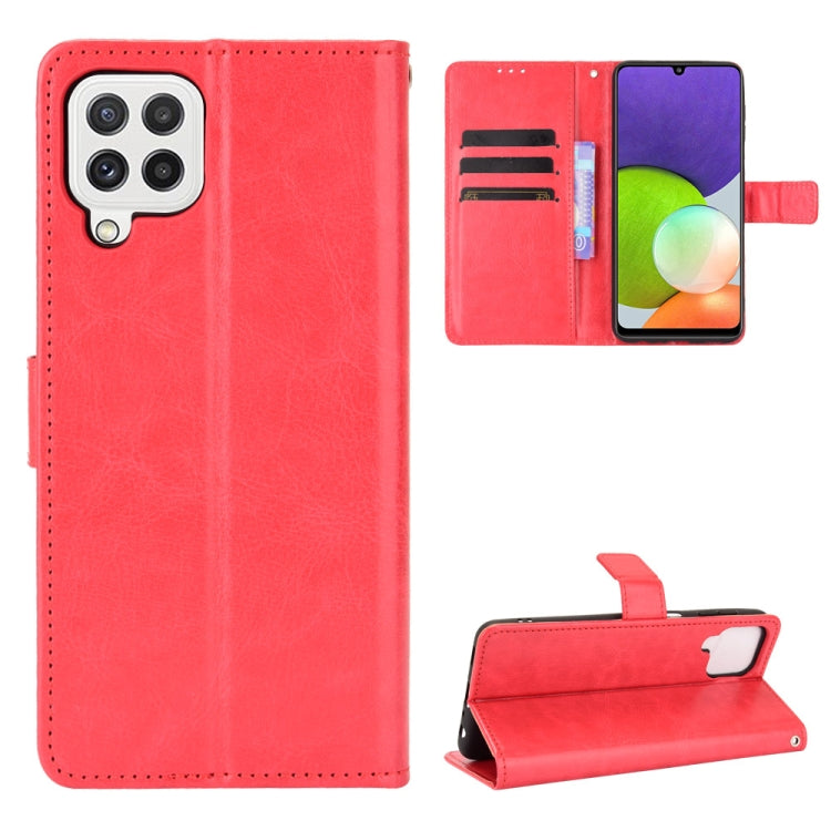 For Samsung Galaxy A22 4G Crazy Horse Texture Horizontal Flip Leather Case with Holder & Card Slots & Lanyard(Red) by buy2fix
