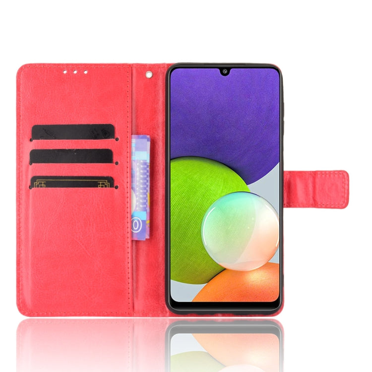 For Samsung Galaxy A22 4G Crazy Horse Texture Horizontal Flip Leather Case with Holder & Card Slots & Lanyard(Red) by buy2fix