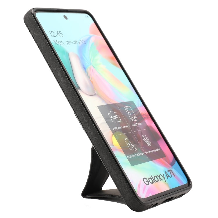 For Samsung Galaxy A71 Ultra-thin Shockproof Protective Case with Holder & Metal Magnetic Function(Black) by buy2fix