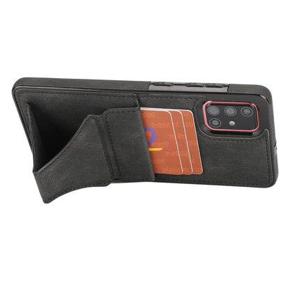 For Samsung Galaxy A71 Ultra-thin Shockproof Protective Case with Holder & Metal Magnetic Function(Black) by buy2fix