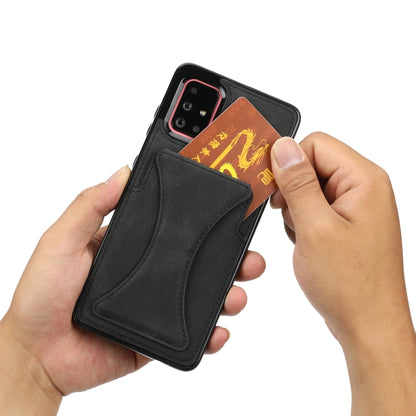 For Samsung Galaxy A71 Ultra-thin Shockproof Protective Case with Holder & Metal Magnetic Function(Black) by buy2fix