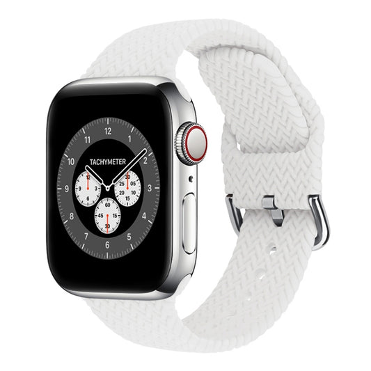 Braided Silicone Watch Band with Buckle For Apple Watch Ultra 49mm&Watch Ultra 2 49mm / Series 9&8&7 45mm / SE 3&SE 2&6&SE&5&4 44mm / 3&2&1 42mm(White) - Watch Bands by buy2fix | Online Shopping UK | buy2fix