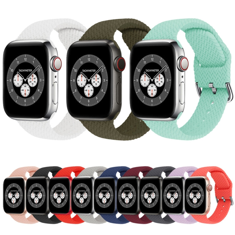 Braided Silicone Watch Band with Buckle For Apple Watch Ultra 49mm&Watch Ultra 2 49mm / Series 9&8&7 45mm / SE 3&SE 2&6&SE&5&4 44mm / 3&2&1 42mm(White) - Watch Bands by buy2fix | Online Shopping UK | buy2fix