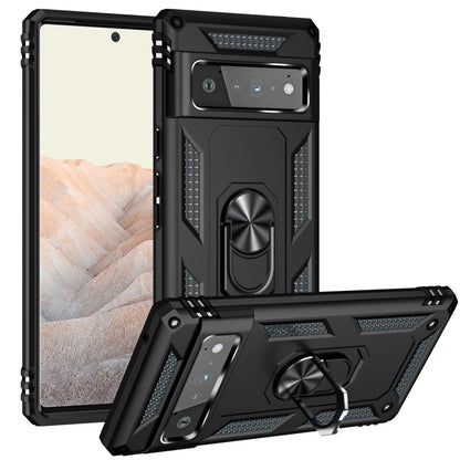 For Google Pixel 6 Pro Shockproof TPU + PC Protective Case with 360 Degree Rotating Holder(Black) - Google Cases by buy2fix | Online Shopping UK | buy2fix