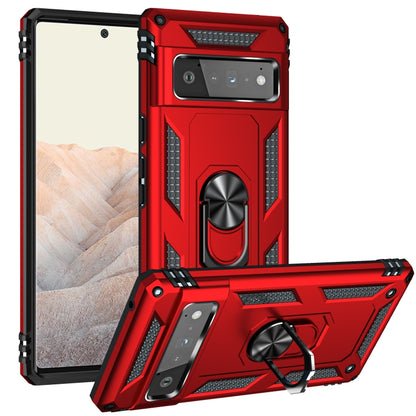 For Google Pixel 6 Pro Shockproof TPU + PC Protective Case with 360 Degree Rotating Holder(Red) - Google Cases by buy2fix | Online Shopping UK | buy2fix