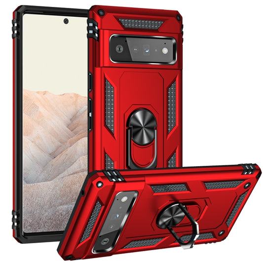 For Google Pixel 6 Pro Shockproof TPU + PC Protective Case with 360 Degree Rotating Holder(Red) - Google Cases by buy2fix | Online Shopping UK | buy2fix