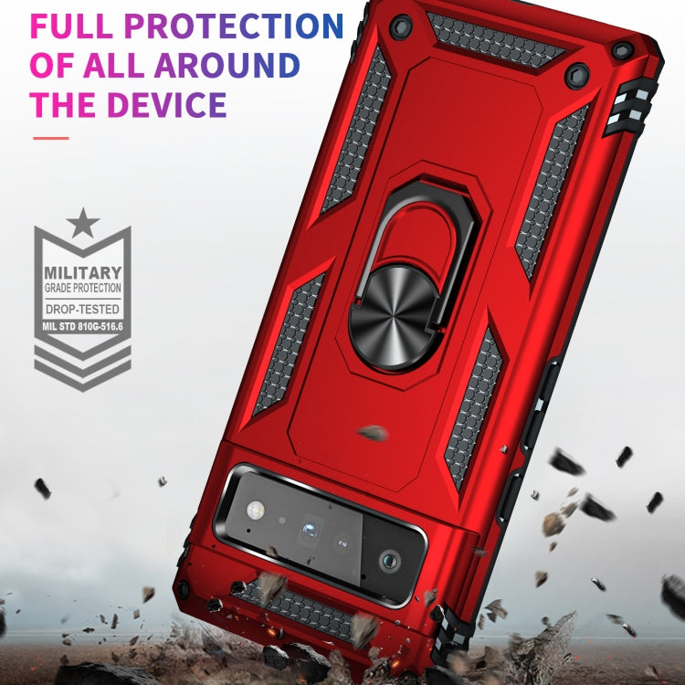 For Google Pixel 6 Pro Shockproof TPU + PC Protective Case with 360 Degree Rotating Holder(Red) - Google Cases by buy2fix | Online Shopping UK | buy2fix