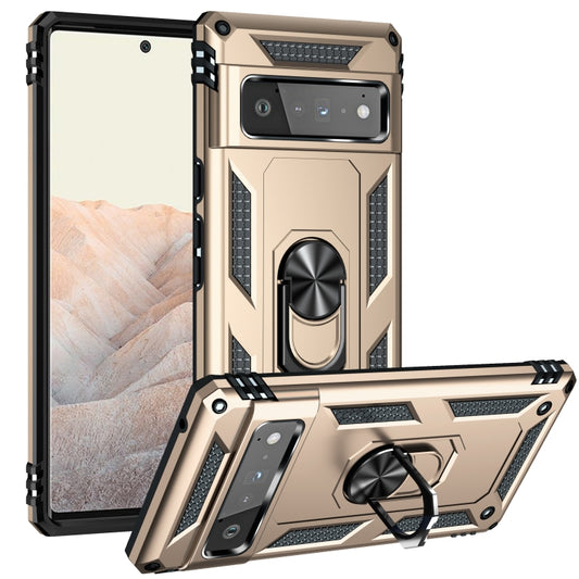 For Google Pixel 6 Pro Shockproof TPU + PC Protective Case with 360 Degree Rotating Holder(Gold) - Google Cases by buy2fix | Online Shopping UK | buy2fix