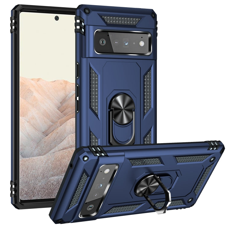 For Google Pixel 6 Pro Shockproof TPU + PC Protective Case with 360 Degree Rotating Holder(Blue) - Google Cases by buy2fix | Online Shopping UK | buy2fix