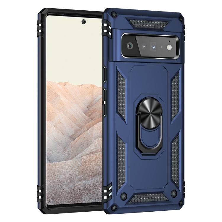 For Google Pixel 6 Pro Shockproof TPU + PC Protective Case with 360 Degree Rotating Holder(Blue) - Google Cases by buy2fix | Online Shopping UK | buy2fix