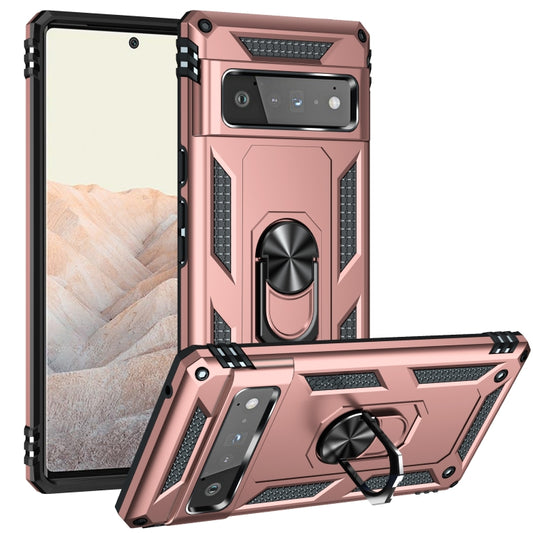 For Google Pixel 6 Pro Shockproof TPU + PC Protective Case with 360 Degree Rotating Holder(Rose Gold) - Google Cases by buy2fix | Online Shopping UK | buy2fix