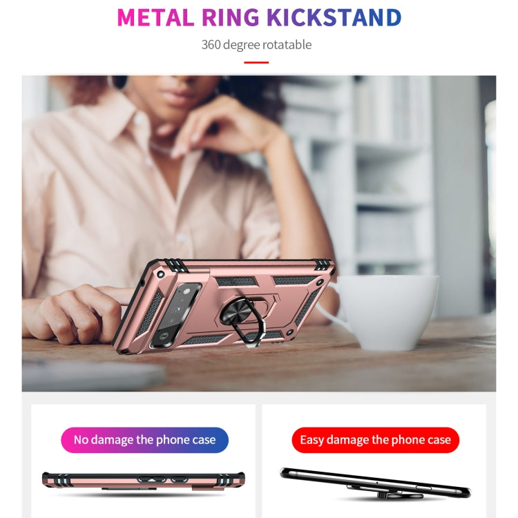 For Google Pixel 6 Pro Shockproof TPU + PC Protective Case with 360 Degree Rotating Holder(Rose Gold) - Google Cases by buy2fix | Online Shopping UK | buy2fix