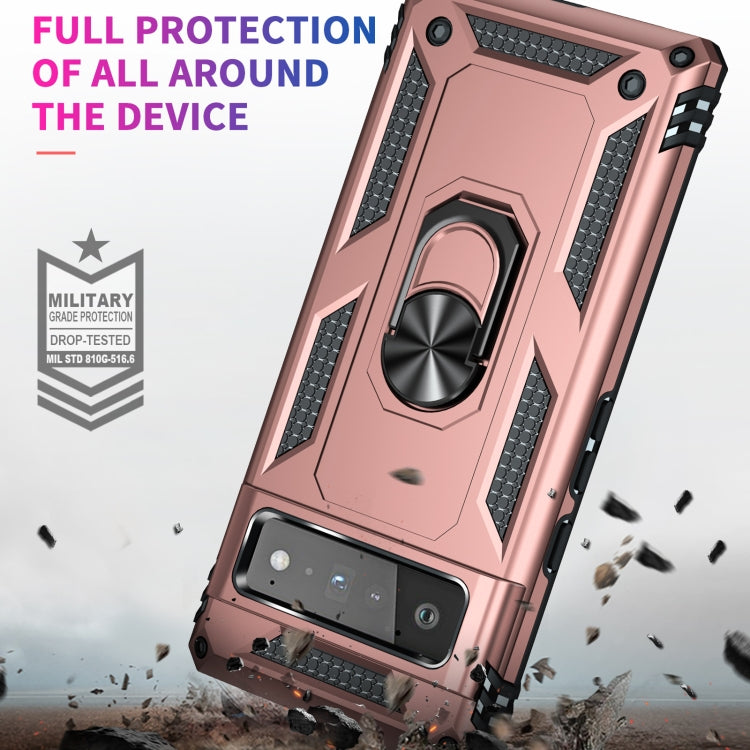 For Google Pixel 6 Pro Shockproof TPU + PC Protective Case with 360 Degree Rotating Holder(Rose Gold) - Google Cases by buy2fix | Online Shopping UK | buy2fix