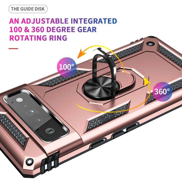 For Google Pixel 6 Pro Shockproof TPU + PC Protective Case with 360 Degree Rotating Holder(Rose Gold) - Google Cases by buy2fix | Online Shopping UK | buy2fix