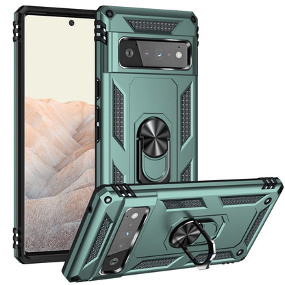 For Google Pixel 6 Pro Shockproof TPU + PC Protective Case with 360 Degree Rotating Holder(Dark Green) - Google Cases by buy2fix | Online Shopping UK | buy2fix