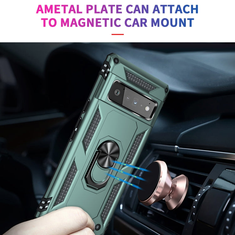For Google Pixel 6 Pro Shockproof TPU + PC Protective Case with 360 Degree Rotating Holder(Dark Green) - Google Cases by buy2fix | Online Shopping UK | buy2fix