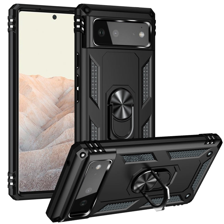 For Google Pixel 6 Shockproof TPU + PC Protective Case with 360 Degree Rotating Holder(Black) - Google Cases by buy2fix | Online Shopping UK | buy2fix