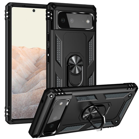 For Google Pixel 6 Shockproof TPU + PC Protective Case with 360 Degree Rotating Holder(Black) - Google Cases by buy2fix | Online Shopping UK | buy2fix