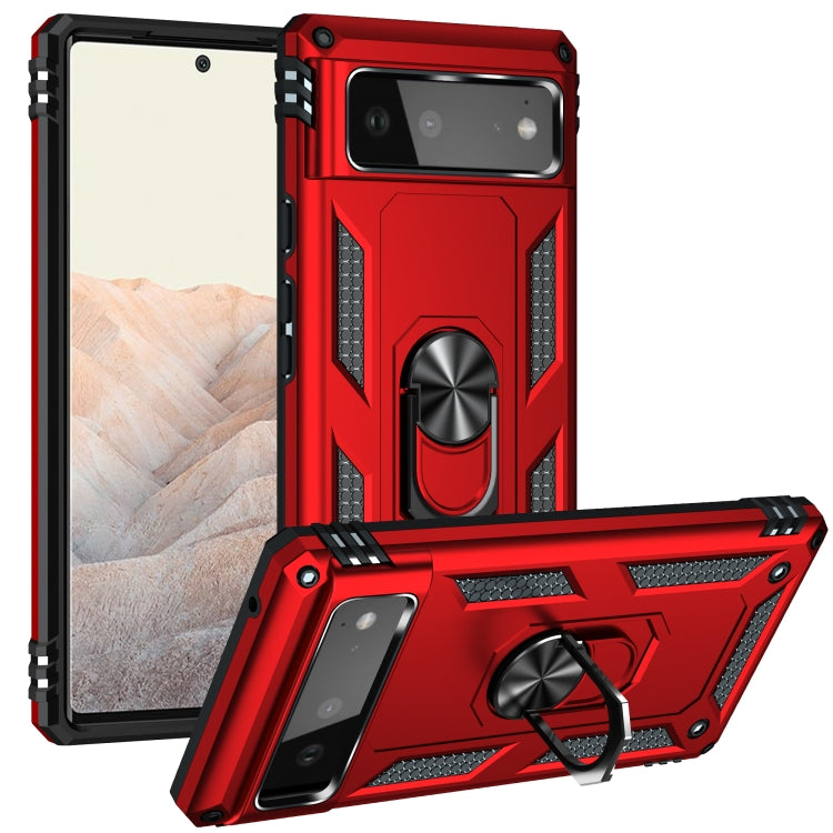 For Google Pixel 6 Shockproof TPU + PC Protective Case with 360 Degree Rotating Holder(Red) - Google Cases by buy2fix | Online Shopping UK | buy2fix
