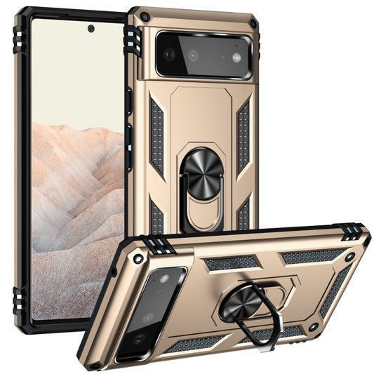 For Google Pixel 6 Shockproof TPU + PC Protective Case with 360 Degree Rotating Holder(Gold) - Google Cases by buy2fix | Online Shopping UK | buy2fix