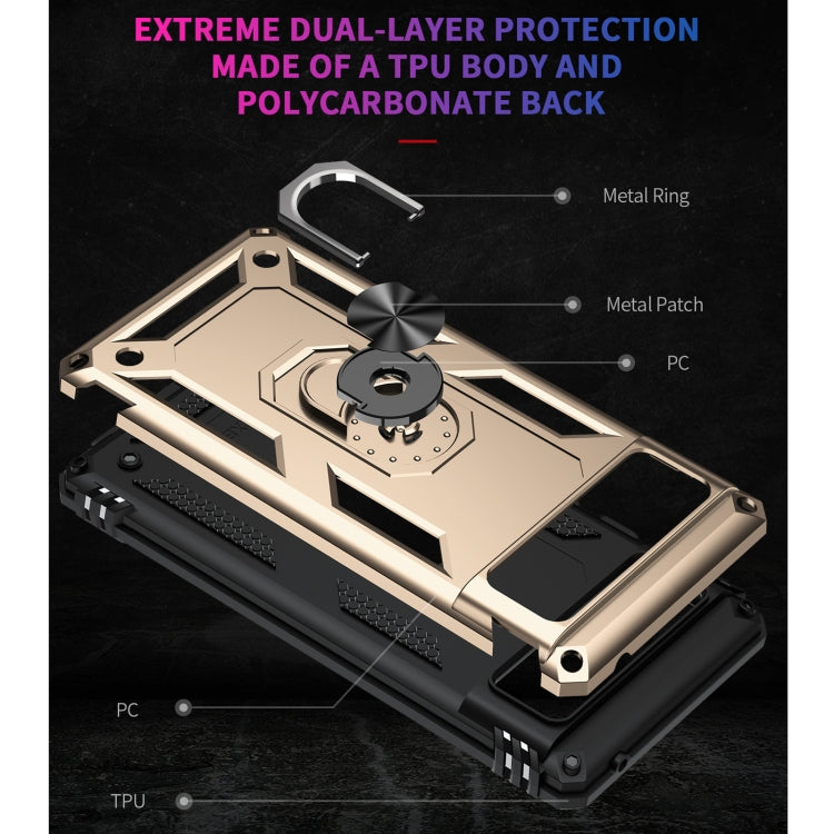 For Google Pixel 6 Shockproof TPU + PC Protective Case with 360 Degree Rotating Holder(Gold) - Google Cases by buy2fix | Online Shopping UK | buy2fix