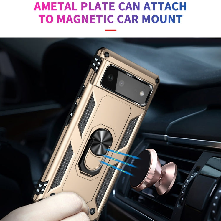 For Google Pixel 6 Shockproof TPU + PC Protective Case with 360 Degree Rotating Holder(Gold) - Google Cases by buy2fix | Online Shopping UK | buy2fix
