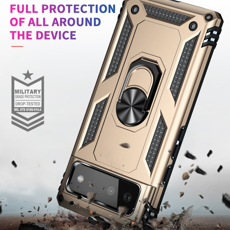For Google Pixel 6 Shockproof TPU + PC Protective Case with 360 Degree Rotating Holder(Gold) - Google Cases by buy2fix | Online Shopping UK | buy2fix