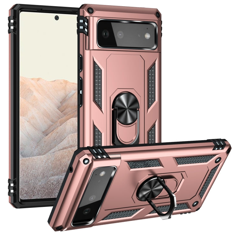 For Google Pixel 6 Shockproof TPU + PC Protective Case with 360 Degree Rotating Holder(Rose Gold) - Google Cases by buy2fix | Online Shopping UK | buy2fix