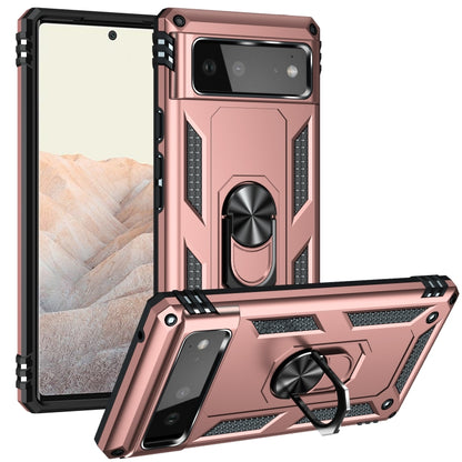 For Google Pixel 6 Shockproof TPU + PC Protective Case with 360 Degree Rotating Holder(Rose Gold) - Google Cases by buy2fix | Online Shopping UK | buy2fix