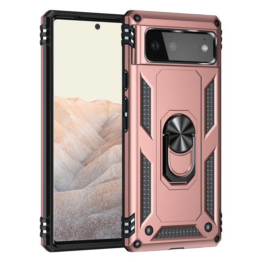 For Google Pixel 6 Shockproof TPU + PC Protective Case with 360 Degree Rotating Holder(Rose Gold) - Google Cases by buy2fix | Online Shopping UK | buy2fix