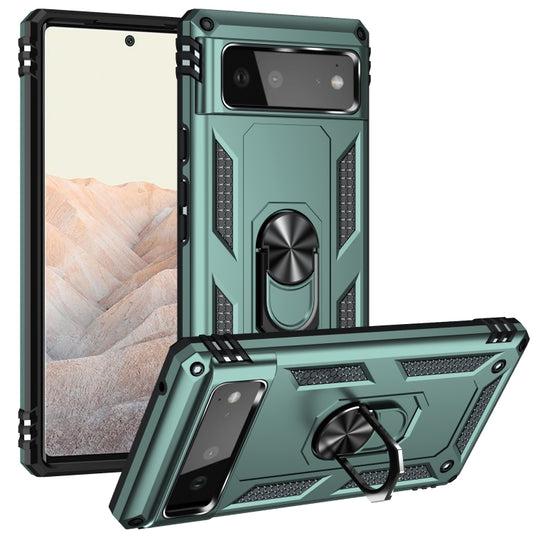 For Google Pixel 6 Shockproof TPU + PC Protective Case with 360 Degree Rotating Holder(Dark Green) - Google Cases by buy2fix | Online Shopping UK | buy2fix