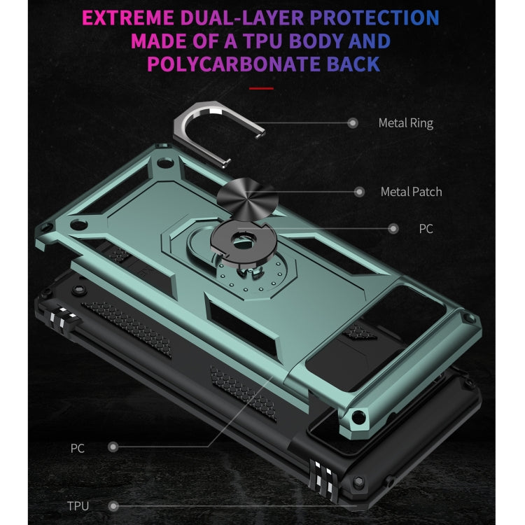 For Google Pixel 6 Shockproof TPU + PC Protective Case with 360 Degree Rotating Holder(Dark Green) - Google Cases by buy2fix | Online Shopping UK | buy2fix