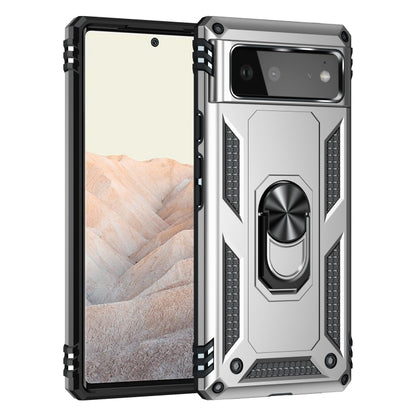 For Google Pixel 6 Shockproof TPU + PC Protective Case with 360 Degree Rotating Holder(Silver) - Google Cases by buy2fix | Online Shopping UK | buy2fix