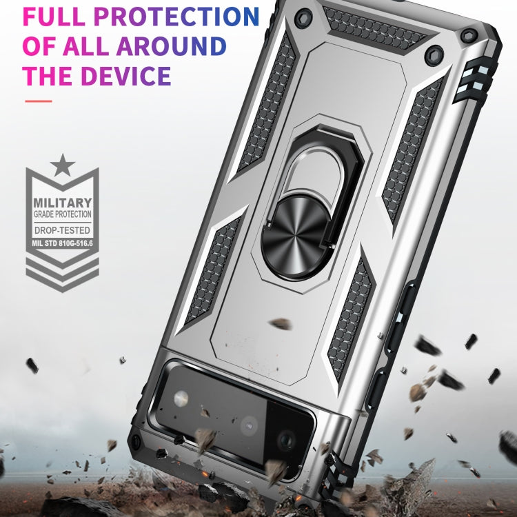 For Google Pixel 6 Shockproof TPU + PC Protective Case with 360 Degree Rotating Holder(Silver) - Google Cases by buy2fix | Online Shopping UK | buy2fix