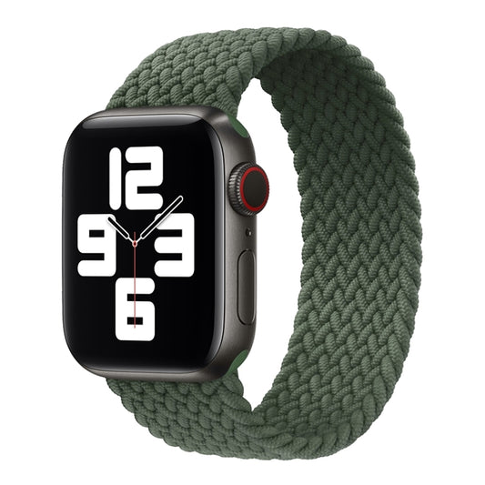 Metal Head Braided Nylon Solid Color Watch Band For Apple Watch Series 9&8&7 41mm / SE 3&SE 2&6&SE&5&4 40mm / 3&2&1 38mm, Size:XS 128mm(Dark Olive Green) by buy2fix