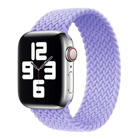 Metal Head Braided Nylon Solid Color Watch Band For Apple Watch Series 9&8&7 41mm / SE 3&SE 2&6&SE&5&4 40mm / 3&2&1 38mm, Size:XS 128mm(Light Purple) by buy2fix