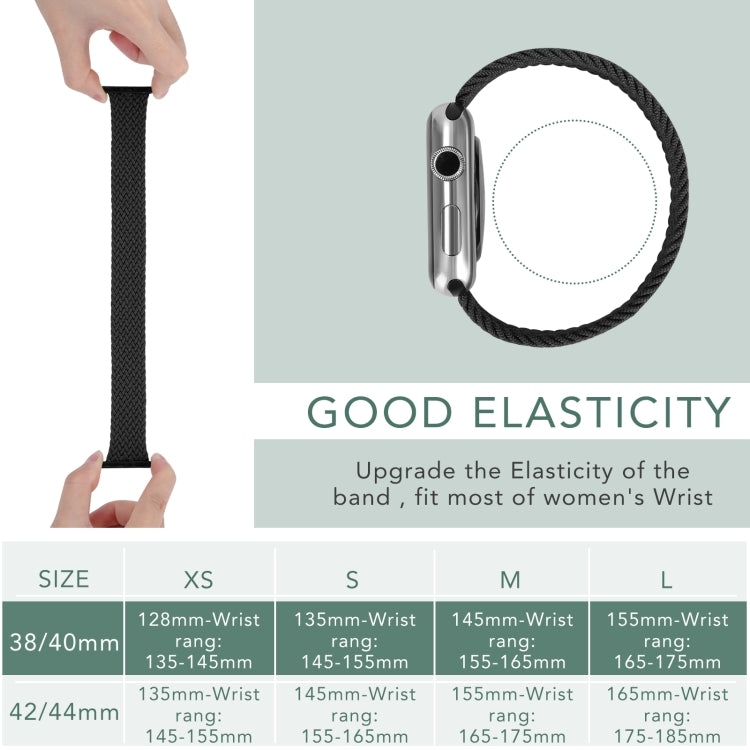 Metal Head Braided Nylon Solid Color Watch Band For Apple Watch Series 9&8&7 41mm / SE 3&SE 2&6&SE&5&4 40mm / 3&2&1 38mm, Size:XS 128mm(Pearl White) by buy2fix